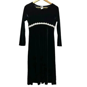 My‎ Michelle Vintage Y2K Black Velvet White Daisy Lace Trim Size 14